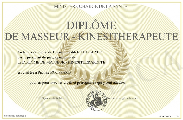 diplome kinesitherapeute